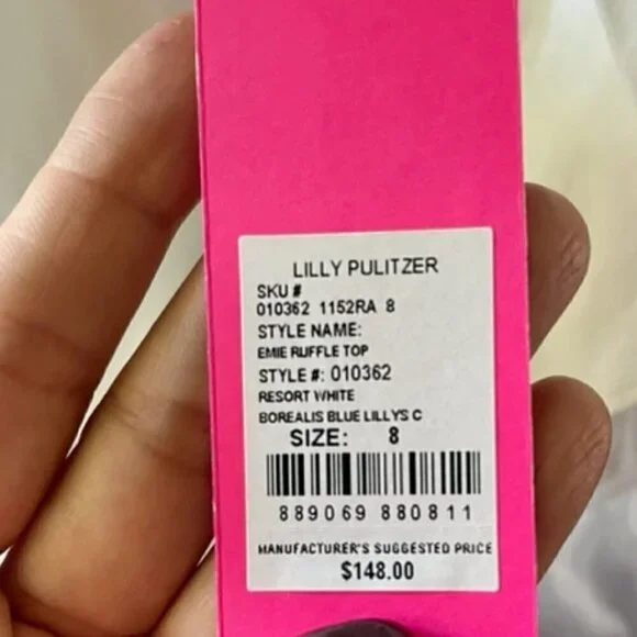 Lilly Pulitzer Emie Fit and Flare Babydoll Top Empire Waist Ruffle Neckline SZ 8 - Picture 13 of 13